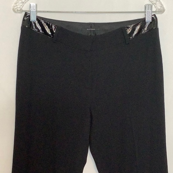 Elie Tahari Lightweight Wool Blend Trouser Pants With Patent Leather Trim Size 4 - Picture 4 of 15